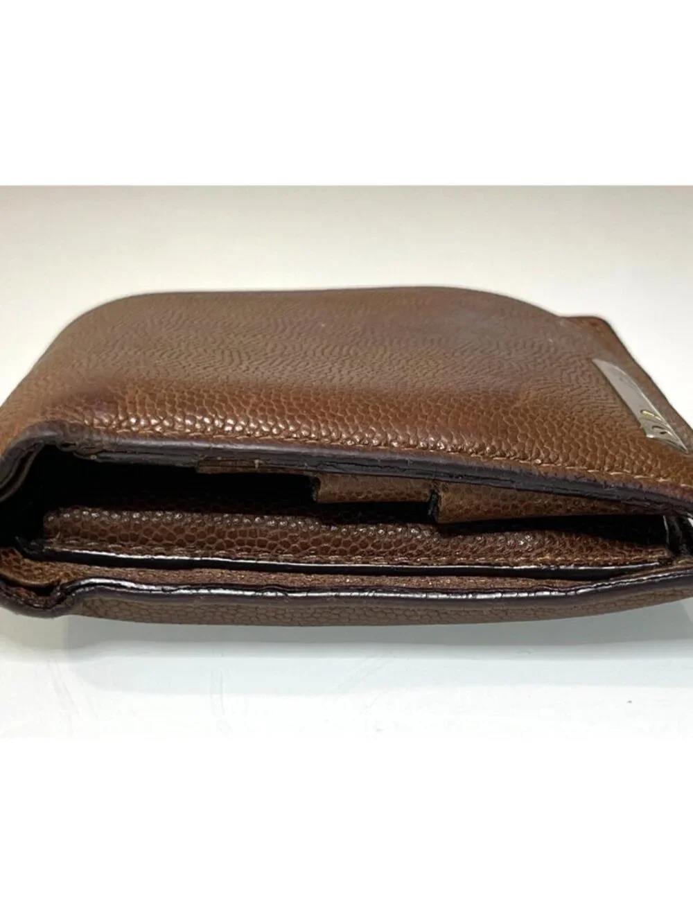 Cartier Brown Leather Santos de Cartier Bifold Wallet Genuine